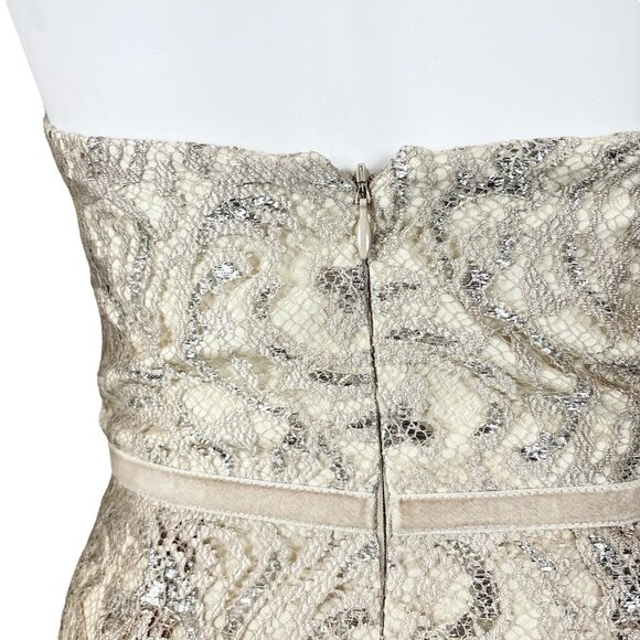 Jenny Yoo Collection Harlow Lace Metallic Cocktail Dress Sandstone Beige Size 2 - Picture 4 of 8